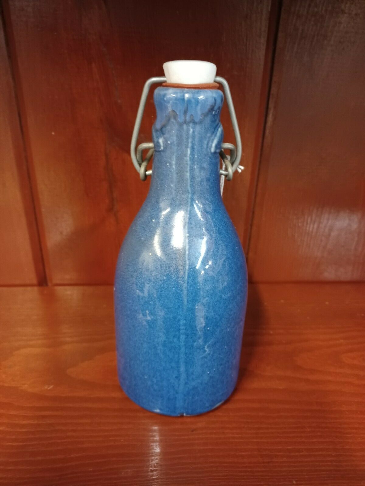Primary image for Blue Stoneware Bottle with Clip Top Latch Lid Vintage  Wards Pond Farm Vermont