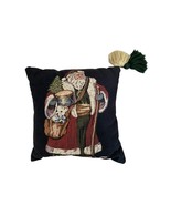 Vintage Santa Claus Christmas Throw Pillow 13x13 Tapestry / Needlepoint - $19.74