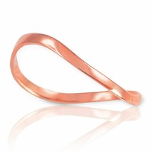 14k Solid Rose Gold Plain Simple Wavy Thumb Ring All Any Size Made in USA - £140.01 GBP