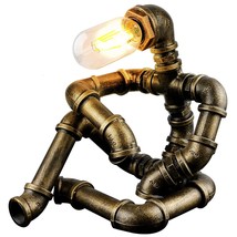 , Creative Robot Style Desk Lamp Vintage Industrial Water Pipe Light For Bedside - £72.75 GBP