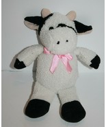 Atico Intl Black White Plush Cow 9&quot; Stuffed Farm Animal Pink Bow Small S... - $259.04 MXN