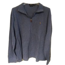 Polo Ralph Lauren Estate Rib Sweater Mens Size XXL 2XL Blue 1/4 Zip Long Sleeve  - £18.93 GBP