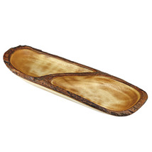Two Section Mango Tree Wood with Natural Bark Rimmed Serving Tray Fruit Bowl - $30.88