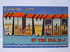 Greetings From Wildwood By The Sea New Jersey Postcard Large Letter Beach Town - £11.80 GBP