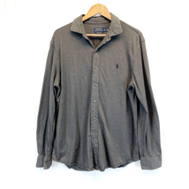 Polo Ralph Lauren Mens XL Knit Dress Shirt Gray Jersey Stretch Button Front  - £20.79 GBP