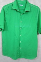 STRIKING Green Cotton Short Sleeve Shirt From Bruno Cannes France XL - £23.47 GBP