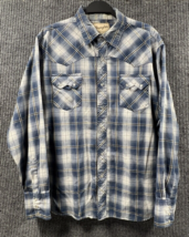 VTG Wrangler Shirt Mens XL Western Fashion Blue Plaid Pearl Snaps Cowboy Rodeo - £24.28 GBP