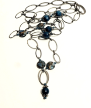 Vintage Costume Handmade Necklace Maine 40&quot; Chain Stone Beaded B65 - £16.86 GBP