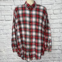 Vintage Members Only Long Sleeve Plaid Flannel Shirt Size XL Tall Red Wh... - $24.70