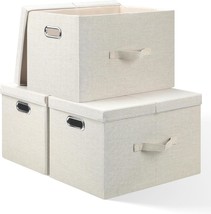 Bellzacasa Large Collapsible Storage Bins With Lids, 3 Pack, 16.6X11.7X10.8 - £34.33 GBP