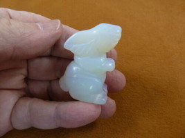 Y-BUN-ST-575 little white Opalite BUNNY RABBIT HARE gemstone carving FIG... - $14.01