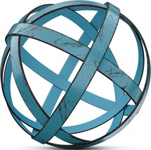 Distressed Blue Metal Bands Sculpture By Everydecor, Centerpiece, And Be... - £33.48 GBP