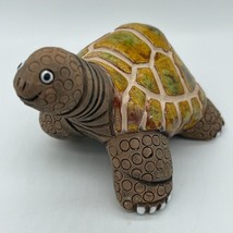 Vintage Casals Turtle Figurine Peru Ceramic Figurine 5&quot; Glazed Shell Gre... - $24.00