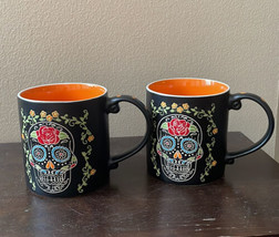 Eli &amp; Ana Set of 2 Coffee Mugs Day of the Dead Skull Halloween - £27.81 GBP