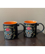 Eli &amp; Ana Set of 2 Coffee Mugs Day of the Dead Skull Halloween - £27.48 GBP