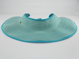 Vintage Scala Collezione Wide Brim Foldable Packable Beach Hat Turquoise Cream - £15.73 GBP