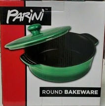 Parini Brand ~ Round ~ 1.5 Qt ~ Green Casserole w/Lid ~ Ceramic ~ Non Stick - $44.88
