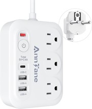 European Travel Plug Adapter with 4FT Extension Cord UK US to European I... - £31.28 GBP