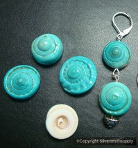 6 Turquoise Drilled Spiral Sea Shell charms Beach Cottage Decor Nautical... - £1.50 GBP