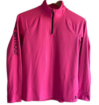 Under Armour Heat Gear Shirt Girl YXL Pink Lightweight Spell Out Zip Long Sleeve - £7.93 GBP