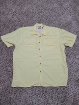 Wrangler Men&#39;s XL Pale Yellow Button Up Nylon Short Sleeve Shirt - $12.99