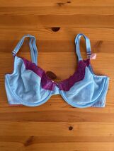 Victorias Secret Tease Unlined Demi Bra Blue Mesh w/ Fuchsia Lace Trim 3... - $17.79