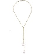 Gold Necklace for Women, Freshwater Pearl Necklace, Dainty Gold Layered ... - £38.06 GBP