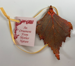 Vintage Fred Harvey Trading Co Metal 3.25 in Red Leaf Christmas Ornament - £14.79 GBP