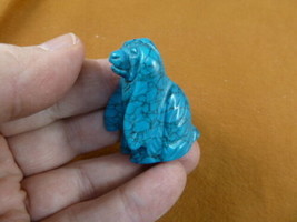 (Y-DOG-CS-551) Blue Howlite COCKER SPANIEL dog gemstone gem carving show... - $14.01