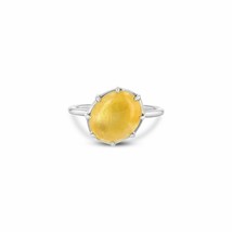 Naturel Jaune Saphir Pierre Précieuse Griffes Arrangement Bague,925 En Silver - £42.24 GBP