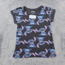 Disney Shirt Girls S Black Stitch Print Design Cap Sleeve Round Neck You... - $18.69