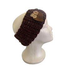 Brown handmade crocheted headband with flower and leaf accents - New - £7.18 GBP