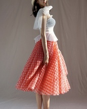 Pink Long Plaid Skirt Outfit Women Custom Plus Size Pink Tulle Skirt image 9