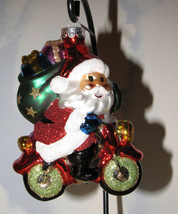 New Christopher Radko Christmas Ornament Santa Riding on Motorcycle Bike w/gifts - £47.95 GBP