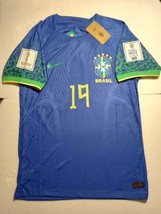 Antony #19 Brazil 2022 World Cup Qatar Match Slim Fit Blue Away Soccer Jersey - £86.14 GBP