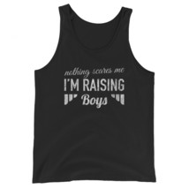 Nothing Scares Me Im Raising Boys Funny Mom Life Line Silver Foil Unisex Tank To - £19.98 GBP