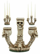 Ebros Trio Ossuary Graveyard Skulls &amp; Skeleton Bones Candelabra Candle holder - £20.90 GBP