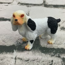 Dollhouse Miniatures Dog Plastic Figure Border Collie White Black Red Eyes - £3.71 GBP