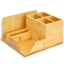 Bamboo Wood All In One Desk Organizer For Pen Mail Memo Note Eraser 8 X 7.5 X 4&quot; - £41.81 GBP