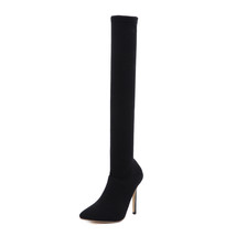 Stretch Fabrics Sexy Pointed Toe Women Over The Knee SoBoots Fashion Solid Color - £42.15 GBP
