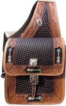 Showman Basketweave and Leaf Tooled Leather Saddle Bag w/ - £114.23 GBP