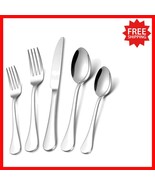 Stainless Steel 20-Pc Flatware Set with Mirror Finish - Perfect for Ente... - €36,88 EUR