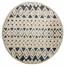 HomeRoots 396175 6 ft. Round Blue &amp; Cream Striped Diamonds Area Rug - $222.33