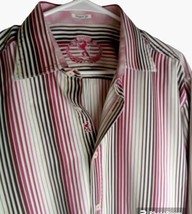 Bugatchi Uomo Men&#39;s Shirt Size XL Button Down Shaped Fit Stripe 100% Cotton - £11.59 GBP
