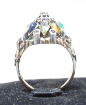 Antique 14k Yellow Gold Gemstones Princess Crown / Puzzle Ring .80ct India Thai - £241.27 GBP