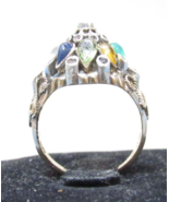 Antique 14k Yellow Gold Gemstones Princess Crown / Puzzle Ring .80ct Ind... - £240.38 GBP