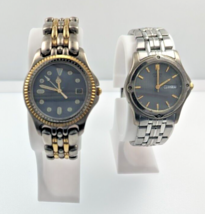 Lot of 2 Citizen Men&#39;s Quartz Watches 5510 &amp; 1102 Stainless 1990s AS IS - £65.20 GBP