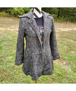 GUESS Medium Pea Coat Womens Gray Black Wool Blend Los Angeles 1981 M Vi... - £32.69 GBP