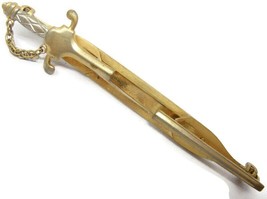 Anson Sword Tie Bar Gold Tone Necktie Suit Vintage - £19.77 GBP