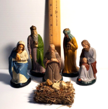 7 Piece OLD Vintage GERMAN GERMANY Nativity Set Composition 5&quot; Figures 3 Kings - $22.67